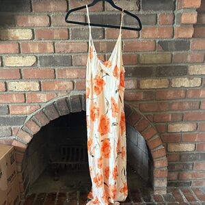 Floral Maxi Dress with Orange and Cream Design
